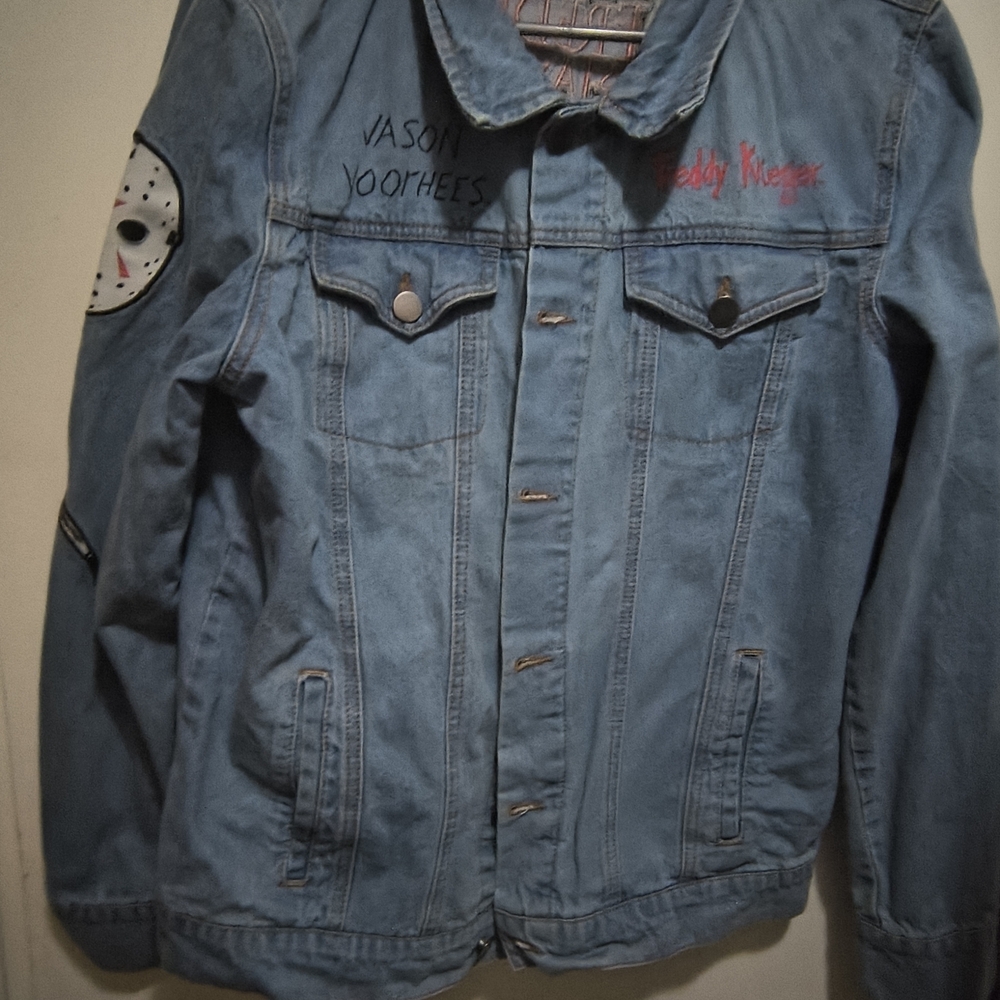 Blue Denim Jacket with Embroidered Details